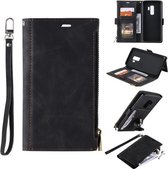 Voor Samsung Galaxy S9 Side Zipper Back Card Horizontale Flip PU Leather Case met Kaartsleuven & Portemonnee & Fotolijst & Lanyard (Zwart)