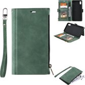 Side Zipper Back Card Horizontale Flip PU lederen tas met kaartsleuven & portemonnee & fotolijst & Lanyard voor iPhone XS Max (groen)