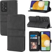 Voor Samsung Galaxy S20 FE 5G Reliëf Gestreepte Magnetische Gesp PU + TPU Horizontale Flip Lederen Case met Houder & Kaartsleuf & Portemonnee & Fotolijst & Sling (Zwart)