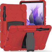 Voor Samsung Galaxy Tab S7+/S7 FE 12,4 inch 3-Layer Protection Screen Frame + PC + Siliconen Schokbestendig Combinatie Case met Houder (Rood + Zwart)