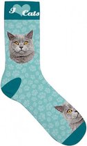 sokken Kat polyester blauw maat 37-42