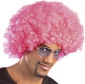 pruik Afro 43 x 23 cm polyester roze