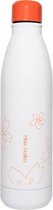 drinkfles Miss Haiku 500 ml 7 x 25 cm RVS wit/oranje
