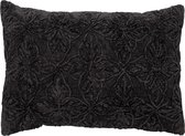 Dutch Decor AMAR - Sierkussen 40x60 cm - 100% katoen - bloemen design - Raven - zwart - Inclusief binnenkussen