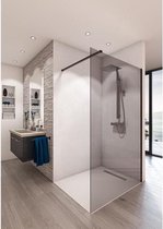 SAINT-GOBAIN Douchescherm in kit BALEARES GREY -Tijdloos 8 mm gehard glas - L.100 cm x H.198 cm - Mat zwart profiel