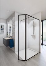Baleares workshop n ° 4 doucheschermkit - Tijdloos 8 mm gehard glas - L.140 cm x H.198 cm - Zwart profiel - Saint Gobain