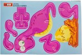 3D-puzzel dino 10,5 x 7,5 cm karton blauw/roze