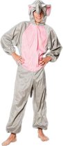 volwassenenkostuum Olifant polyester grijs/roze one size