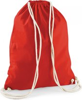 Sporten/zwemmen/festival gymtas rood met rijgkoord 46 x 37 cm van 100% katoen - Kinder sporttasjes