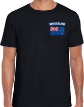 New zealand t-shirt met vlag zwart op borst voor heren - Nieuw-Zeeland landen shirt - supporter kleding L