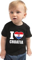 I love Croatia baby shirt zwart jongens en meisjes - Kraamcadeau - Babykleding - Kroatie landen t-shirt 74 (5-9 maanden)