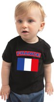 France baby shirt met vlag zwart jongens en meisjes - Kraamcadeau - Babykleding - Frankrijk landen t-shirt 68 (3-6 maanden)