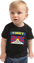 Tibet baby shirt met vlag zwart jongens en meisjes - Kraamcadeau - Babykleding - Tibet landen t-shirt 68 (3-6 maanden)