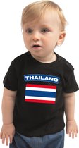 Thailand baby shirt met vlag zwart jongens en meisjes - Kraamcadeau - Babykleding - Thailand landen t-shirt 62 (1-3 maanden)