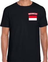 Indonesia t-shirt met vlag zwart op borst voor heren - Indonesie landen shirt - supporter kleding S