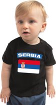 Serbia baby shirt met vlag zwart jongens en meisjes - Kraamcadeau - Babykleding - Servie landen t-shirt 74 (5-9 maanden)