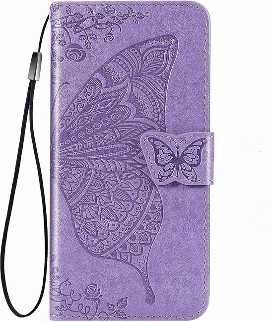 Samsung Galaxy S21 Plus Book avec Motif - Motif Papillon - Cuir PU - Porte Carte - Samsung Galaxy S21 Plus - Violet
