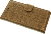 Made-NL vijf pasjes  (Samsung Galaxy A32 (5G)) book case bruin leger groen krokodillen print leert schijfmagneet