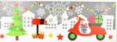 sticker kerst scooter 17,2 x 49 cm grijs/groen/rood