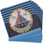 servetten Piraten junior 33 x 33 cm papier blauw16 stuks