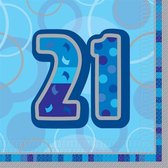servetten 21 jaar 33 x 33 cm 16 stuks blauw