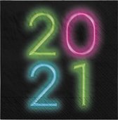 servetten Glow 2021 33 x 33 cm papier neon 36 stuks