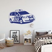 Muursticker Politie Auto - Donkerblauw - 80 x 45 cm - baby en kinderkamer - voertuig baby en kinderkamer alle