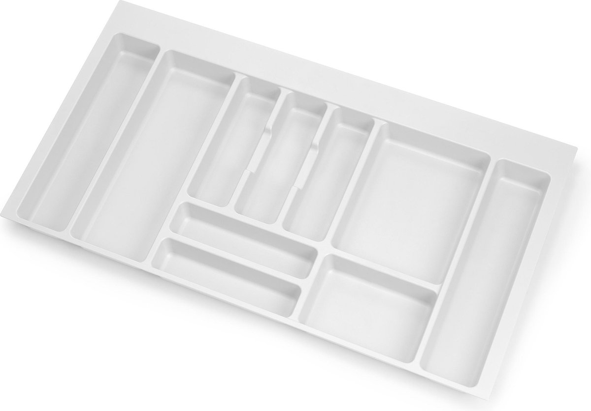 Emuca Bestekbak Optima voor keukenladen Vertex/Concept 500, unit 900 mm, Planken 16mm, Kunststof, Wit
