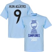 Argentinië Copa America 2021 Winners Kun Aguero 9 T-Shirt - Lichtblauw - L