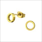 Aramat jewels ® - Aramat jewels oorbellen zweerknopjes cirkel goudkleurig staal 6mm