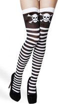 kousen piraat dames onze size zwart/wit