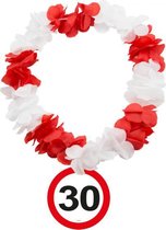 Hawa√Øaanse krans 30 verkeersbord 69 cm rood/wit