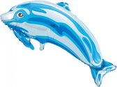 folieballon dolfijn 80 x 48 cm blauw/zilver