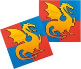 servetten Draak 33 x 33 cm papier rood/blauw 12 stuks
