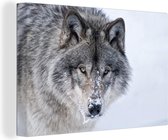 Canvas Schilderij Wolf - Sneeuw - Dieren - 120x80 cm - Wanddecoratie