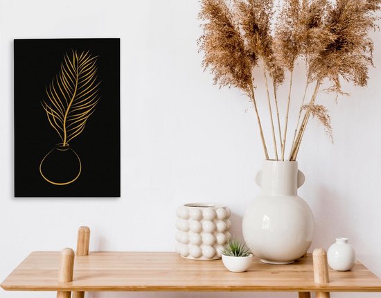 Pot de peinture sur toile - Plante - Line au trait - Goud - 20x30 cm - Décoration murale