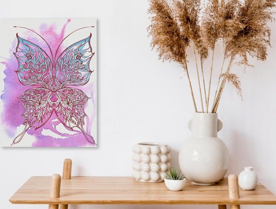 Canvas schilderij 30x40 cm - Wanddecoratie Vlinder - Kunst - Schilderij - Muurdecoratie woonkamer - Slaapkamer decoratie - Kamer accessoires - Schilderijen op canvas