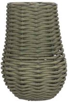 Windlicht - Tafellamp - Kaarsenhouder - Lantaarn - Glass Groen - 21x31x39cm - Rond Textiel