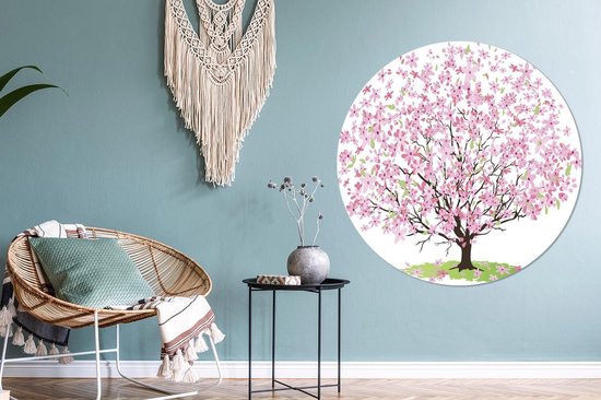 WallCircle - Peinture - Arbre Fleuri - Multicolore - 140 X 140 Cm