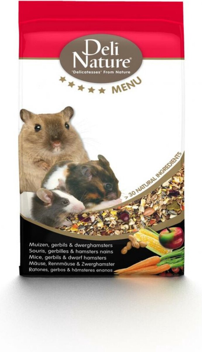 Deli Nature Rodelicious Dwerghamsters, Muizen en Gerbils - 5 x 750 gr - Voordeelverpakking