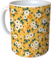 Mok Wit - Vintage Bloemenprint - 300ml