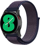 Strap-it Watch 4 & Watch 5 bandje - Samsung Galaxy Watch 4 - 40mm nylon band - paars/blauw - Geschikt voor Samsung Galaxy Watch 5 Pro – 44mm – 40mm & Galaxy Watch 4 40mm, 44mm & Ga