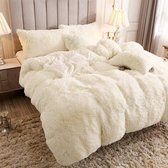 Y-NOT - Fluffy Teddy - Dekbedovertrek - onderkant Microvezel - 140x200 - Eenpersoons met 20 cm instopstrook en Ritssluiting - Creme