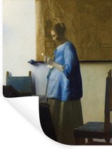 Muurstickers - Sticker Folie - Brieflezende vrouw in het blauw - Johannes Vermeer - 120x160 cm - Plakfolie - Muurstickers Kinderkamer - Zelfklevend Behang XXL - Zelfklevend behangpapier - Stickerfolie