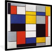 Fotolijst incl. Poster - Compositie A - Piet Mondriaan - 40x40 cm - Posterlijst