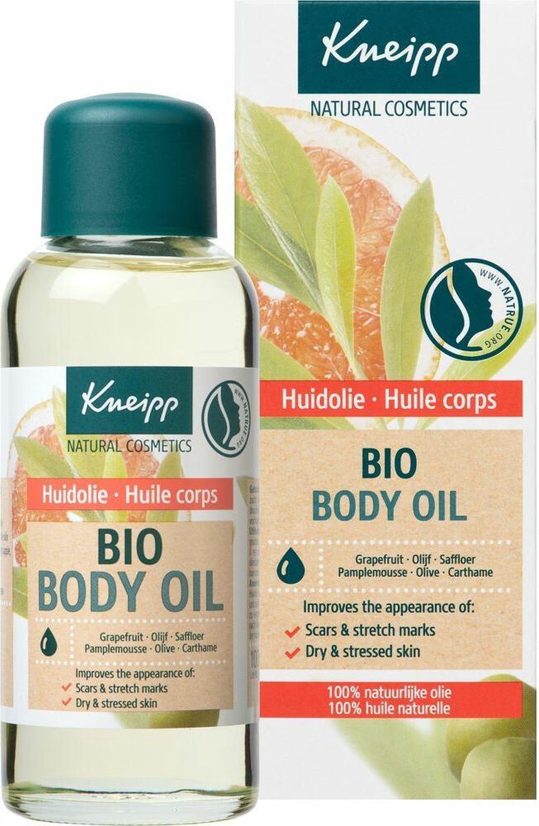 Kneipp Bio - Huidolie - Grapefruit en saffloer - Striae, huidstriemen en littekens - Droge of verouderende huid - Vegan - 1 st - 100 ml - Kneipp