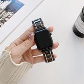 Vijf kralen keramische stalen vervangende horlogebanden voor Apple Watch Series 6 & SE & 5 & 4 44 mm / 3 & 2 & 1 42 mm (zwart + grijs)