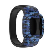 Voor Garmin Vivofit JR3 vervangende horlogeband zonder gesp met siliconenprint, maat: S (camouflageblauw)