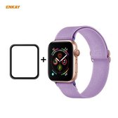 Voor Apple Watch Series 6/5/4 / SE 44 mm Hat-Prince ENKAY 2-in-1 verstelbare flexibele polyester horlogeband + volledig scherm volledige lijm PMMA gebogen HD-schermbeschermer (lichtpaars)