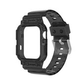 TPU geïntegreerde vervangende horlogekast horlogeband voor Apple Watch Series 6 & SE & 5 & 4 44 mm / 3 & 2 & 1 42 mm (transparant zwart)